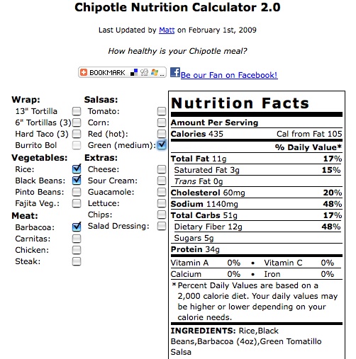  BEST Chipotle Nutrition Information Pdf